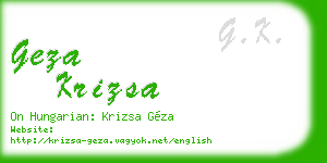 geza krizsa business card